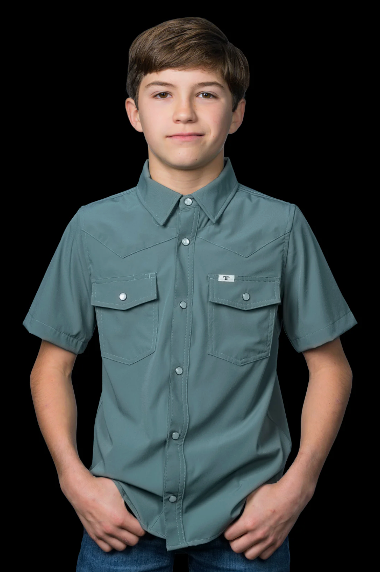 CORE - Kid's Aqua Short Sleeve Snap Shirt
