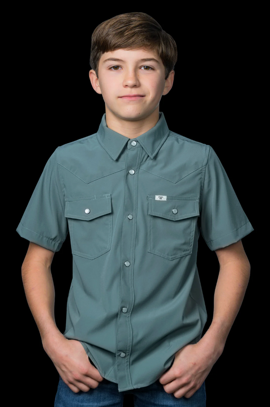CORE - Kid's Aqua Short Sleeve Snap Shirt