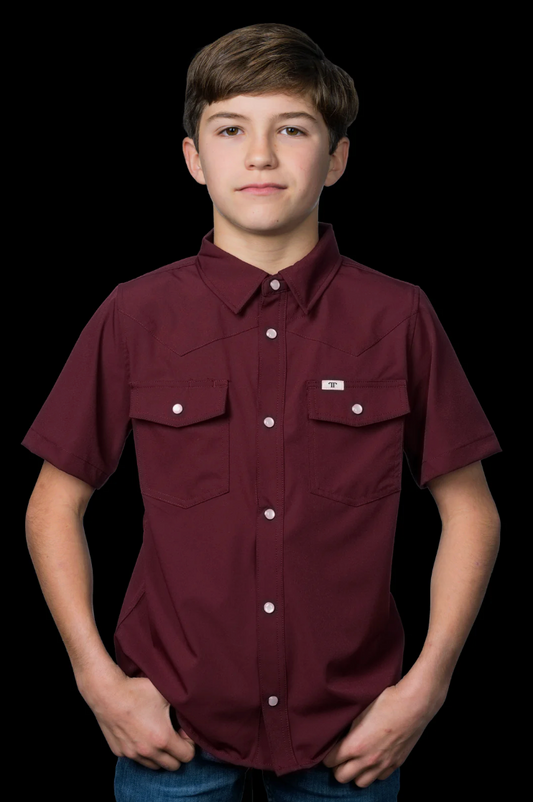 CORE - Kid's Maroon Short Sleeve Snap Shirt