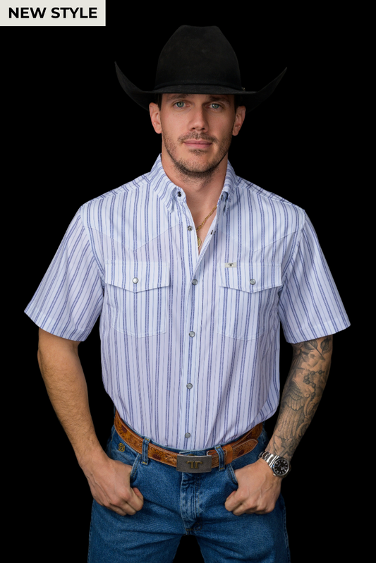 The Jack in Blue - Short Sleeve Pearl Snap Shirt