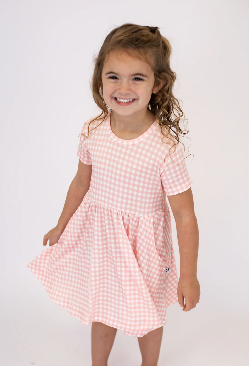 SS Pocket Dress - Gingham in Cottage Pink