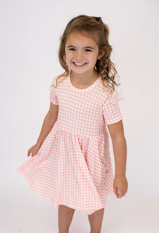 SS Pocket Dress - Gingham in Cottage Pink