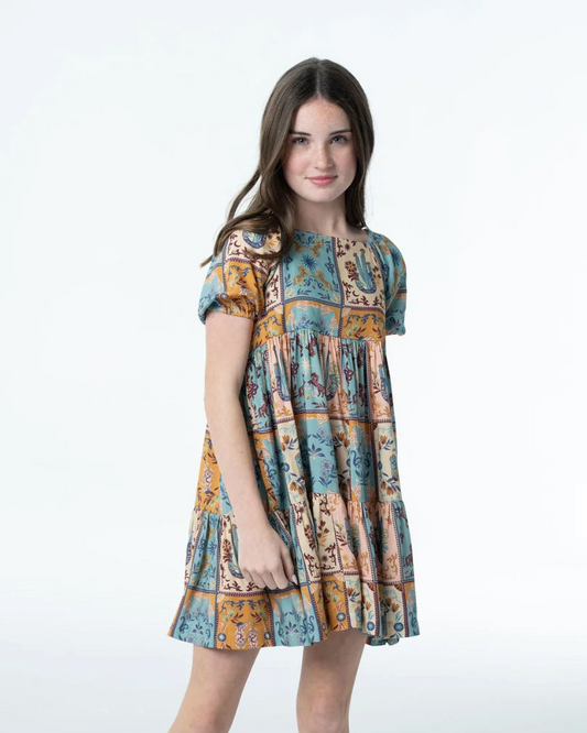 Haven Western Print Girls Dress with Cactus | Soft Viscose