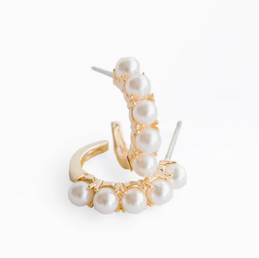 Jeanine Pearl Hoop Earrings