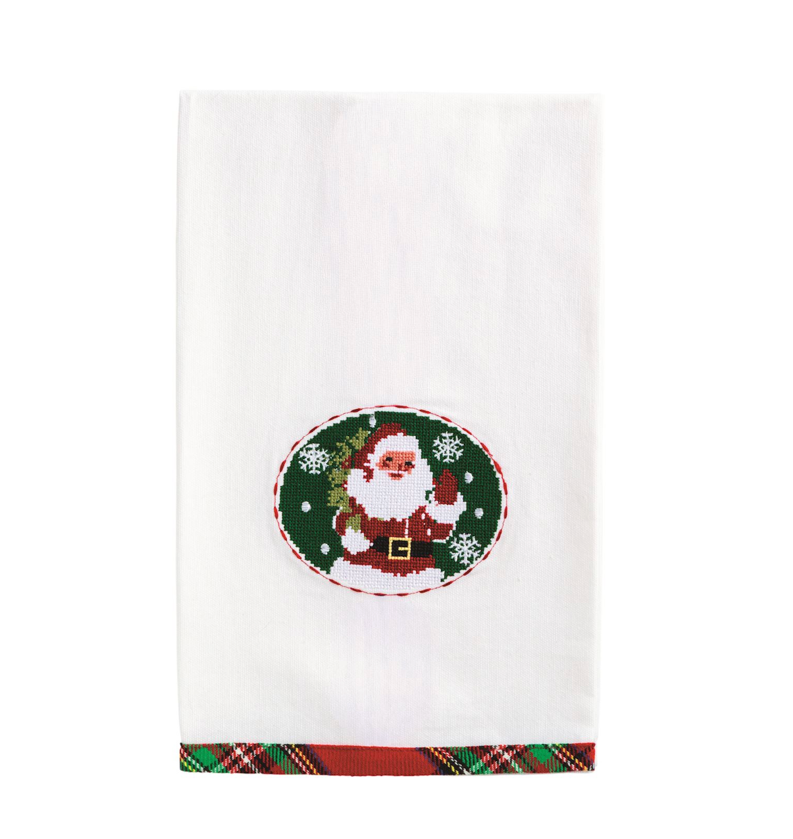 Santa Needlepoint Christmas Towel