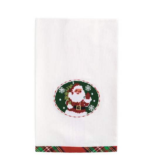 Santa Needlepoint Christmas Towel