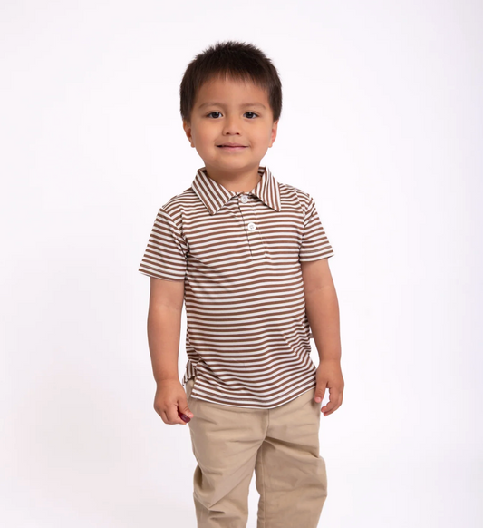 SS Polo Shirt | Choc Stripes