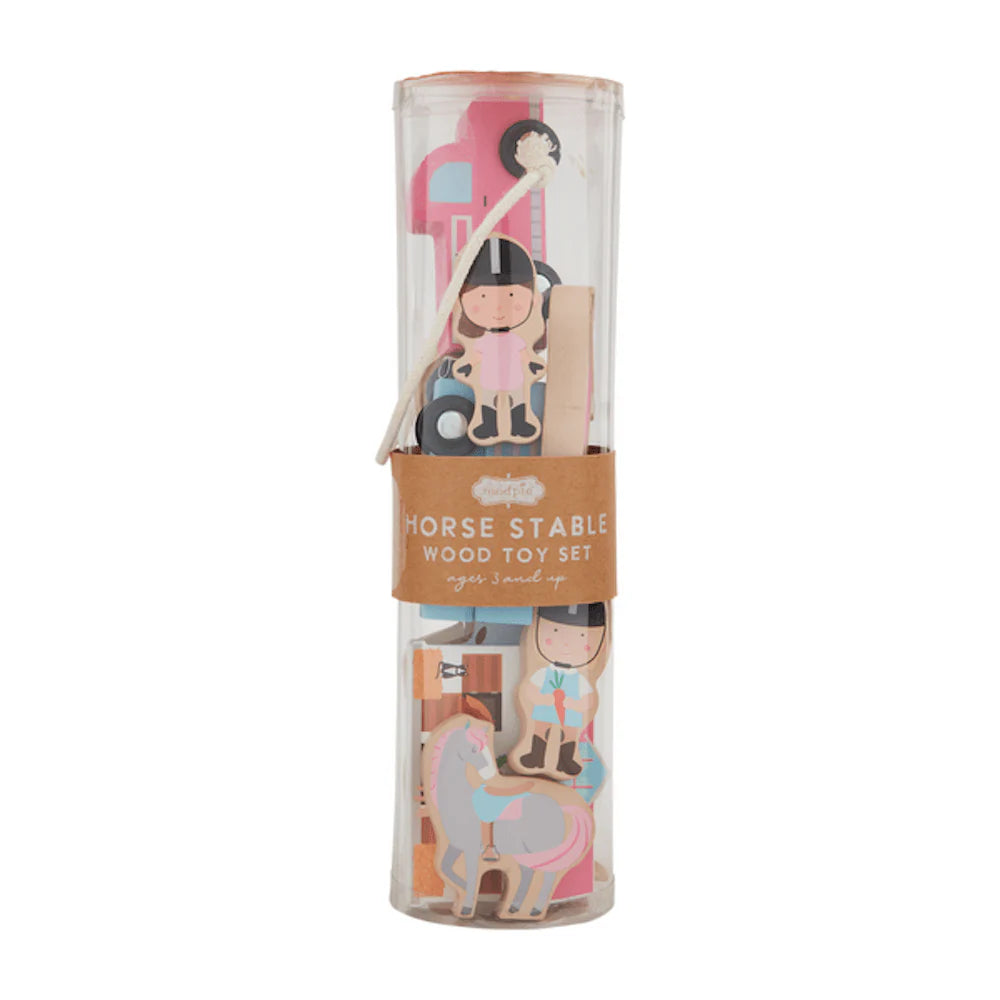 Horse Stable Wood Toy Set