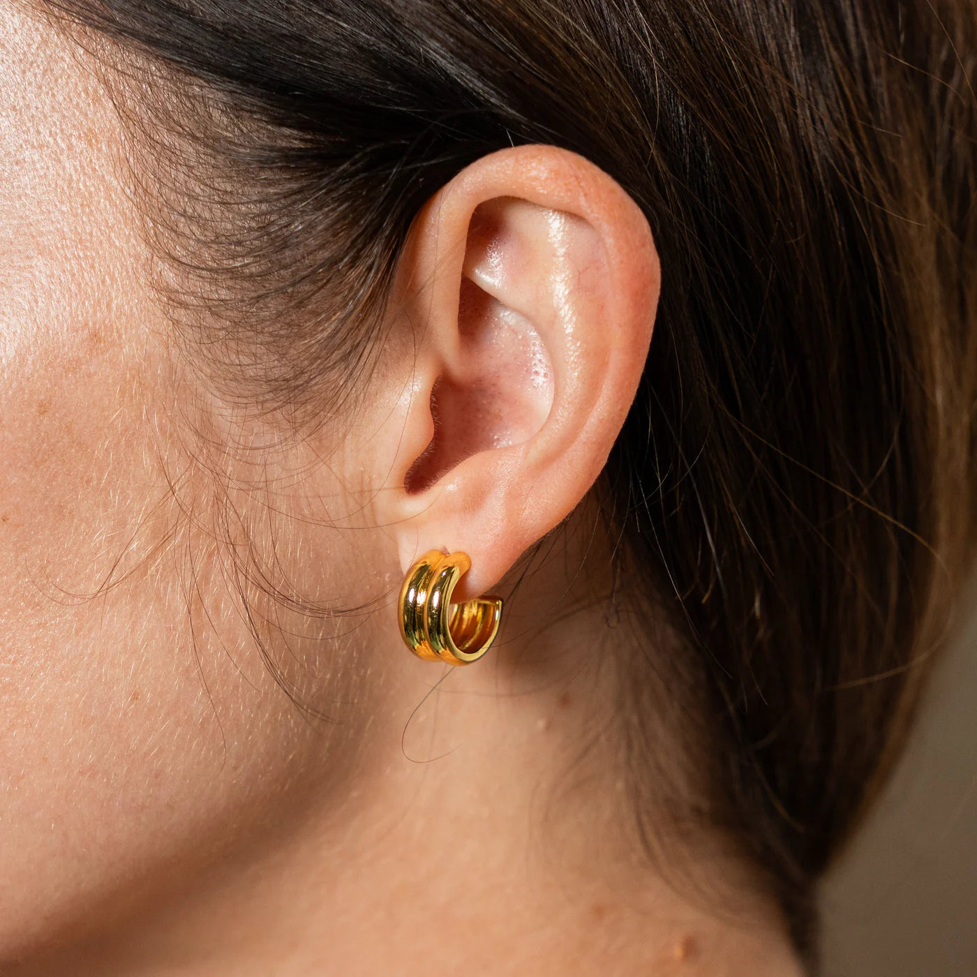 18k Gold Twin Hoops Mini