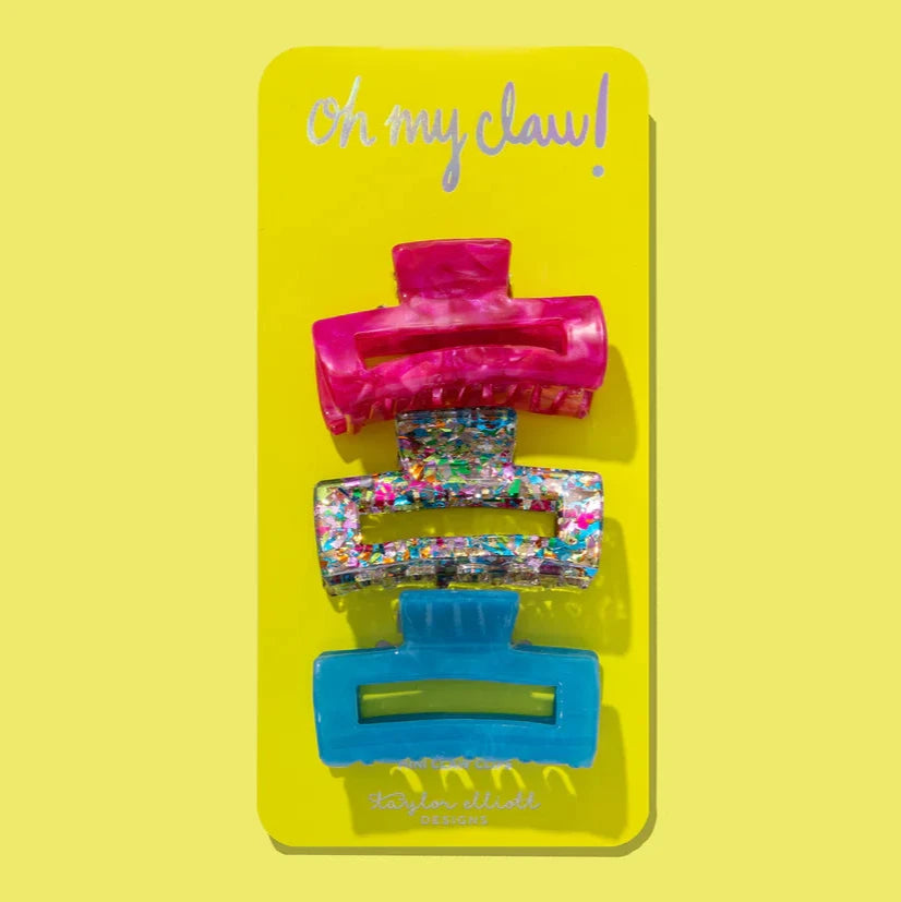 Colorful Confetti Claw Clip Trio