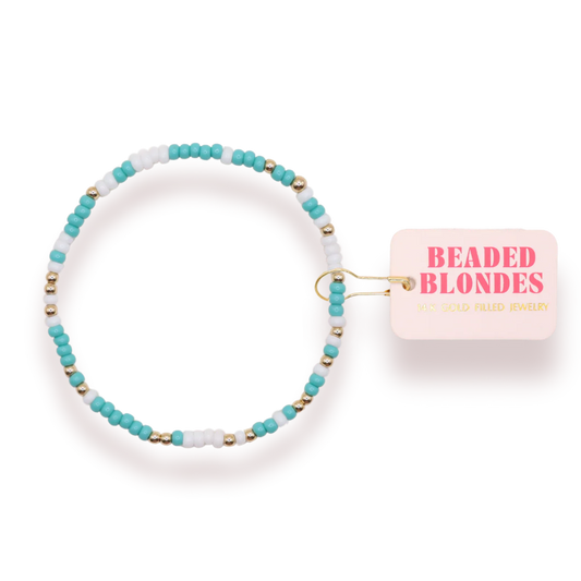 Turquoise and White Sprinkle Bracelet | Extended
