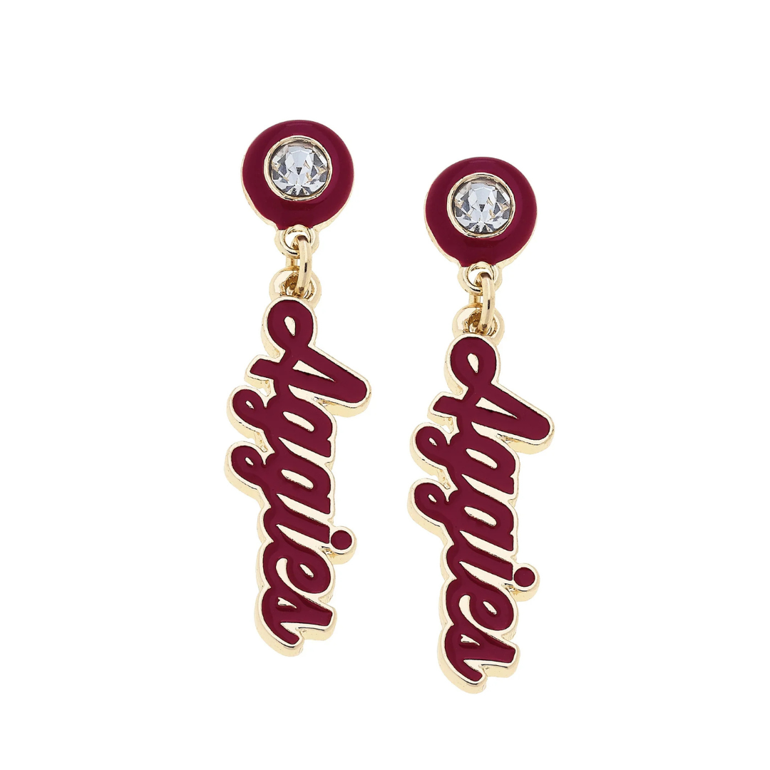 Texas A&M Aggies Autograph Enamel Earrings in Maroon