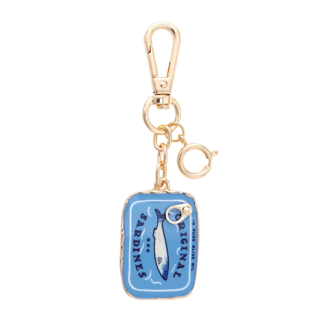 Sardine Tin Enamel Bag Charm in Blue