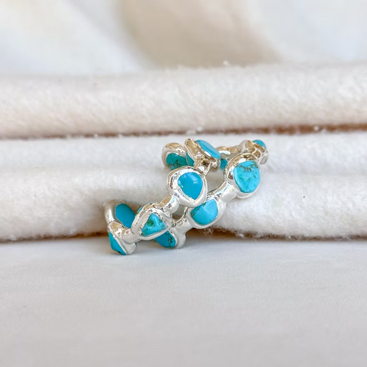 Paradise Hoops - Silver/Turquoise