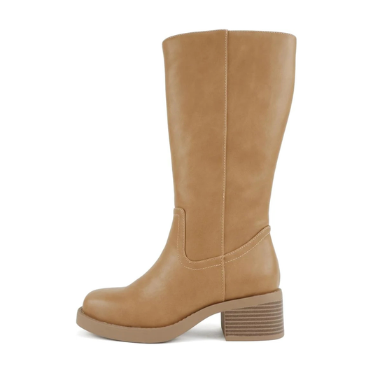 Belvin | Women Square Toe Platform Mid-Calf Boot