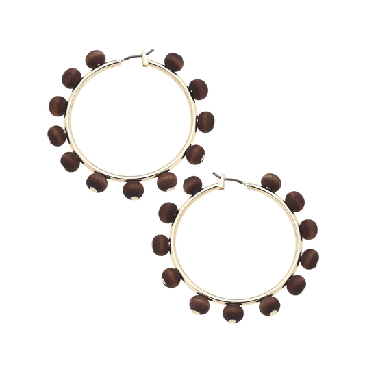 Autumn Wood Hoop Earrings in Brown