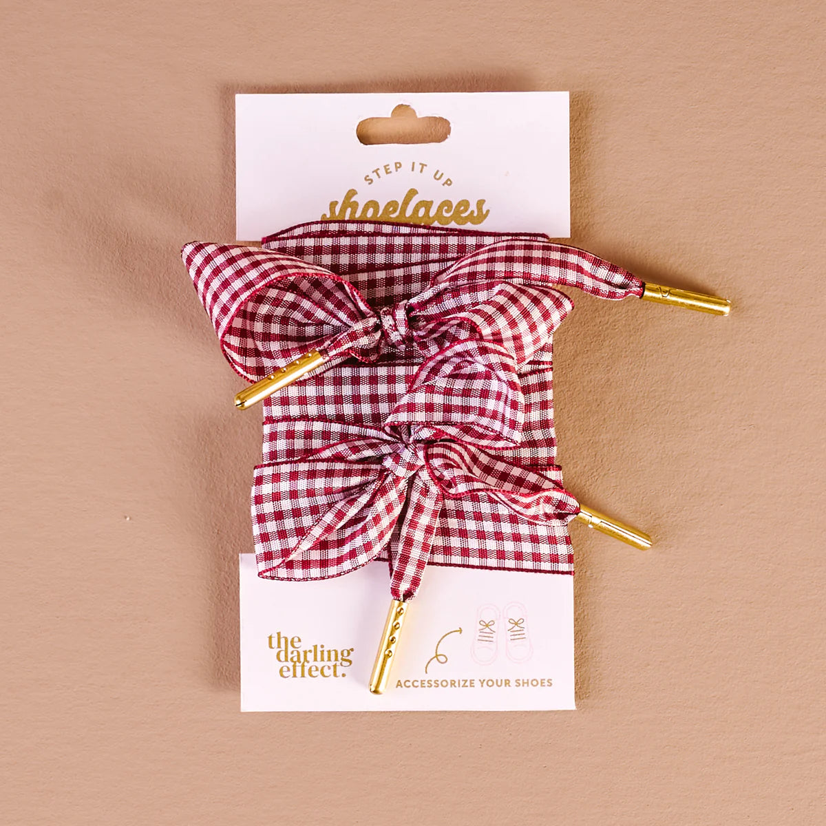Gingham Burgundy Step It Up Shoelaces