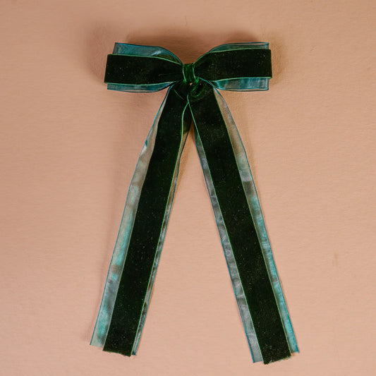 Green Velvet Luxe Layered Hair Bow