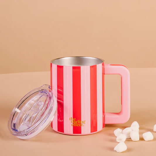 Peppermint Stripe 14 oz Insulated Mug