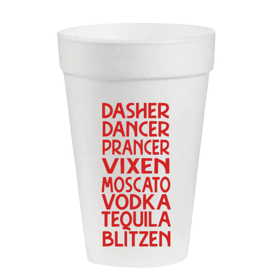 Foam Cups | Dasher, Dancer, Prancer