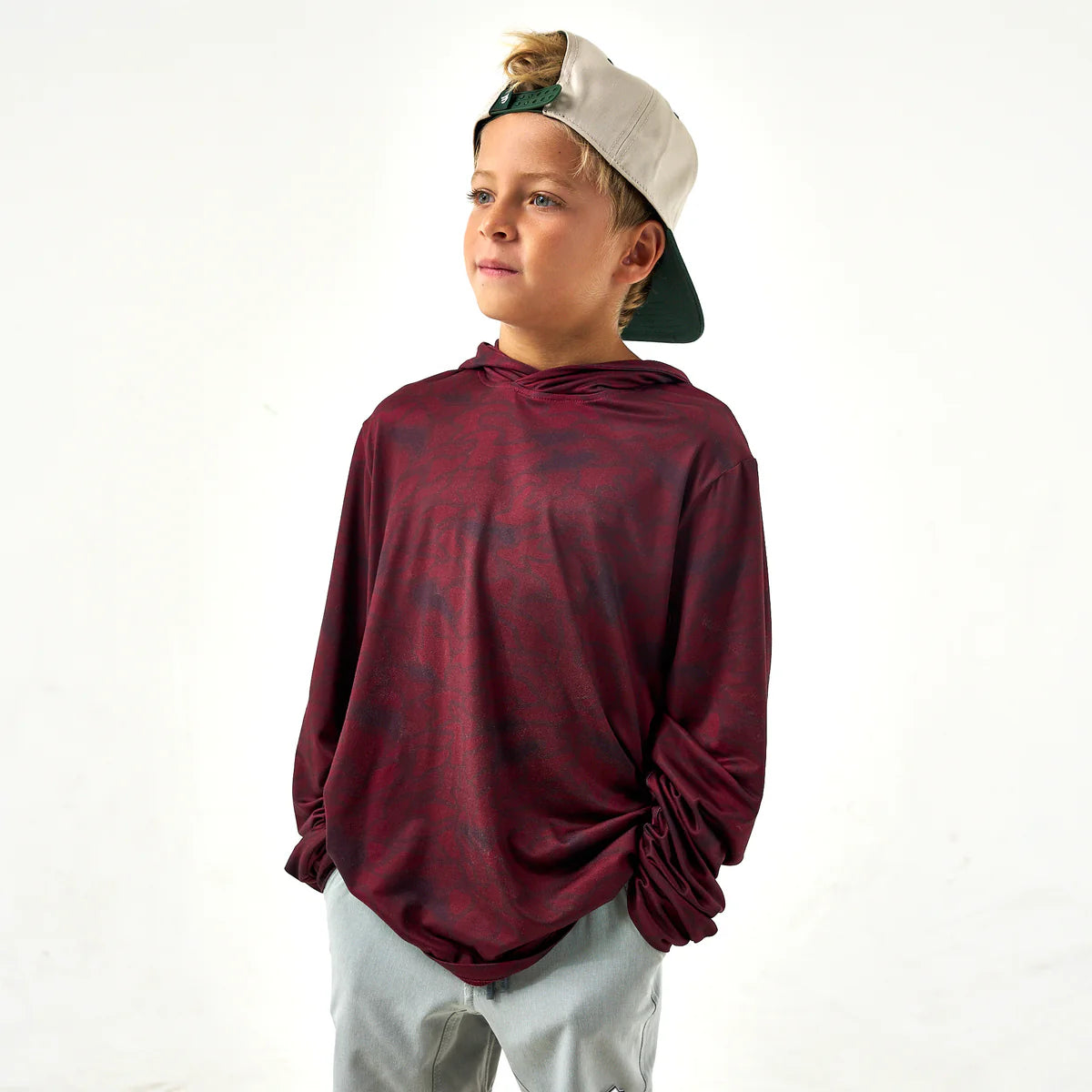 Youth - Performance Hoodie - Maroon Texas Camo