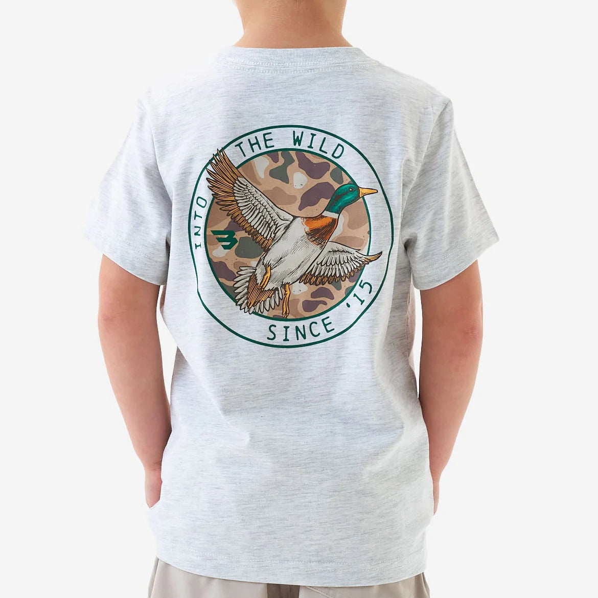 Youth Short Sleeve Tee | Camo Mallard Duck | Ash Grey