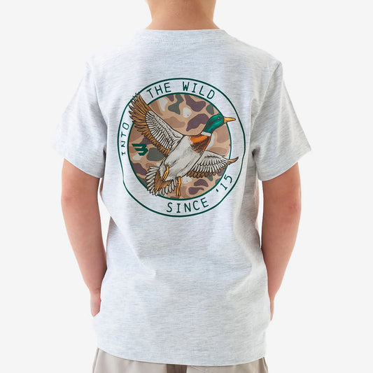 Youth Short Sleeve Tee | Camo Mallard Duck | Ash Grey