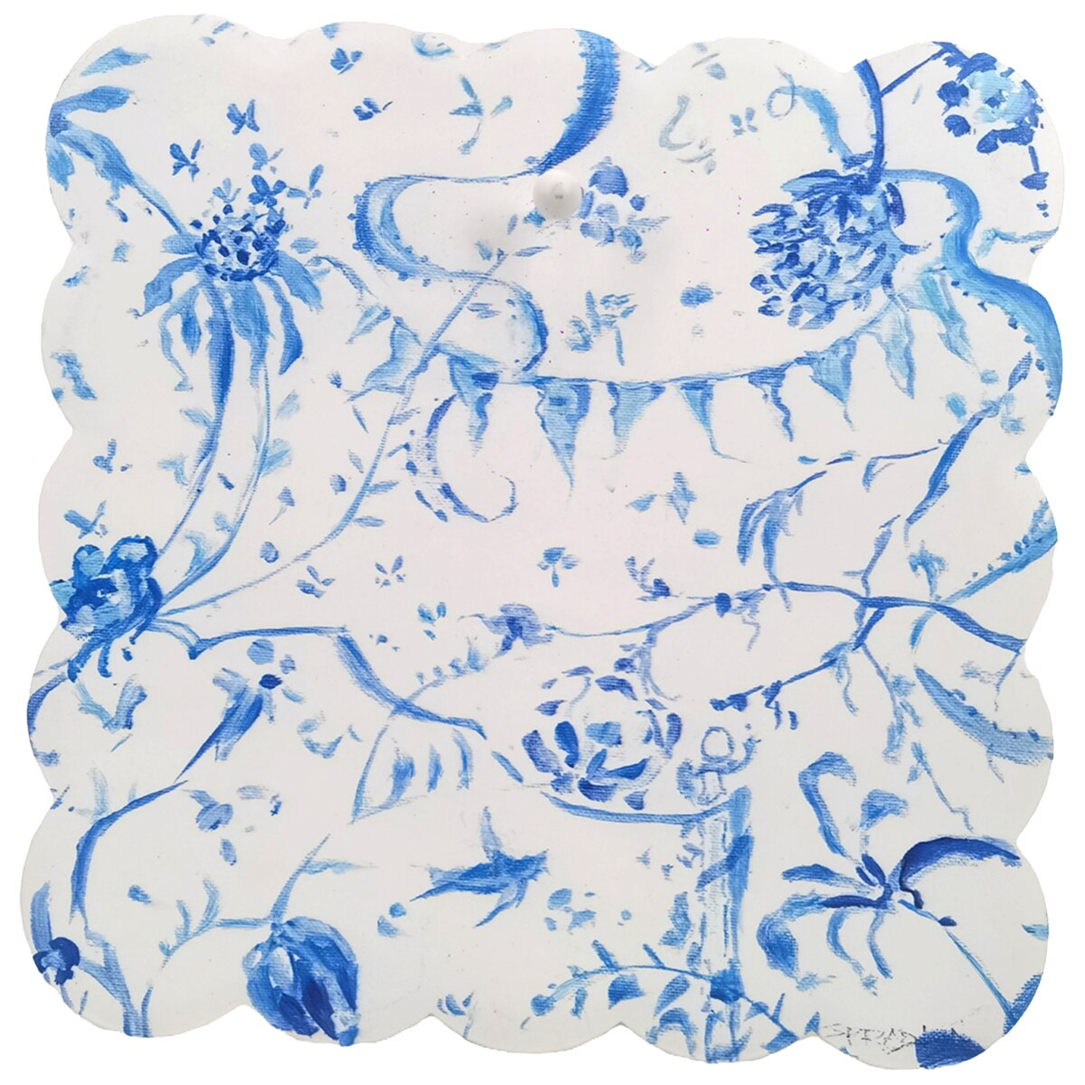 Blue Chinoiserie Scallop Display Board