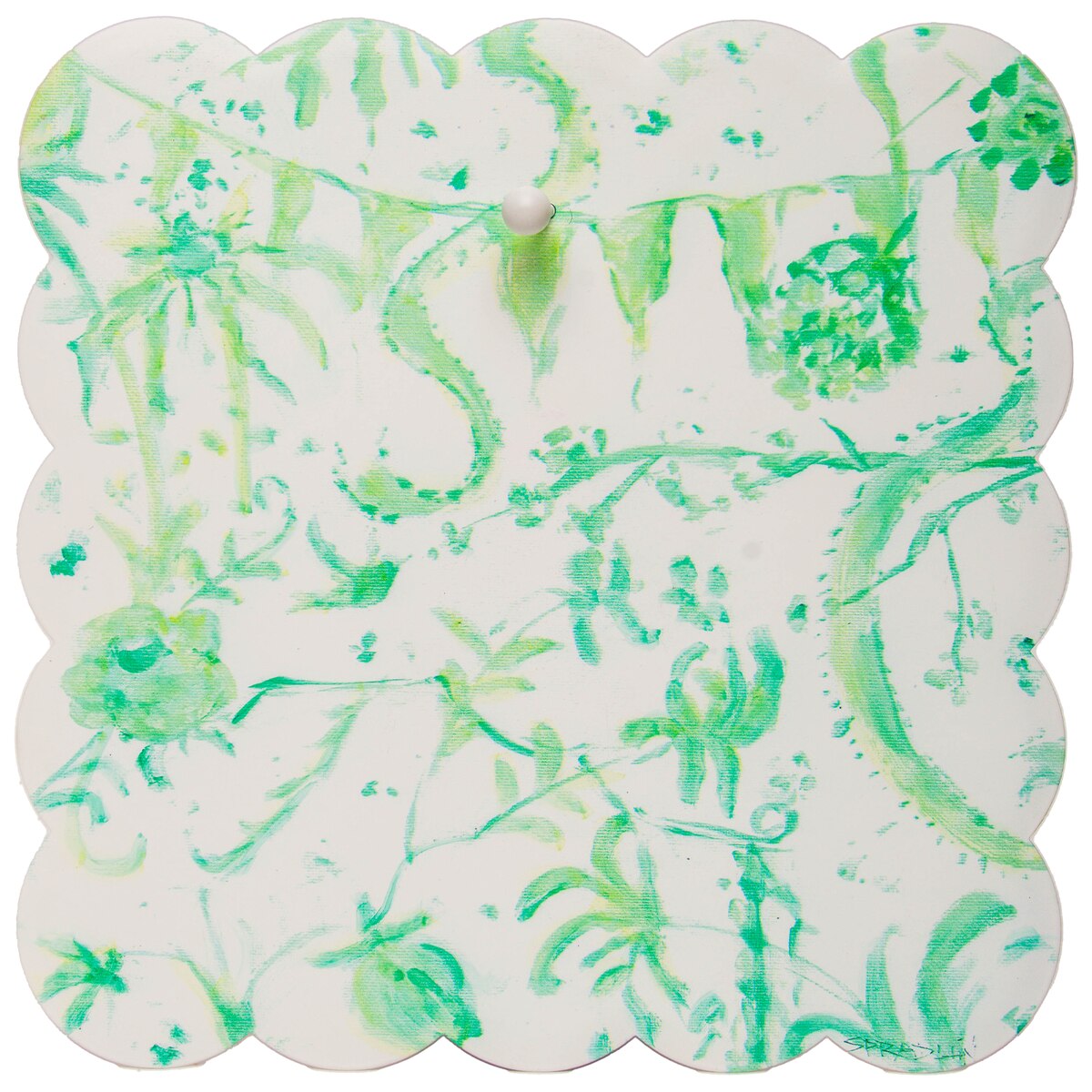 Green Chinoiserie Scallop Display Board