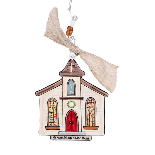 Let Us Adore Him Church Flat Ornament