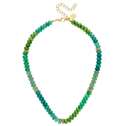 Green Jade and Gold Bead Necklace