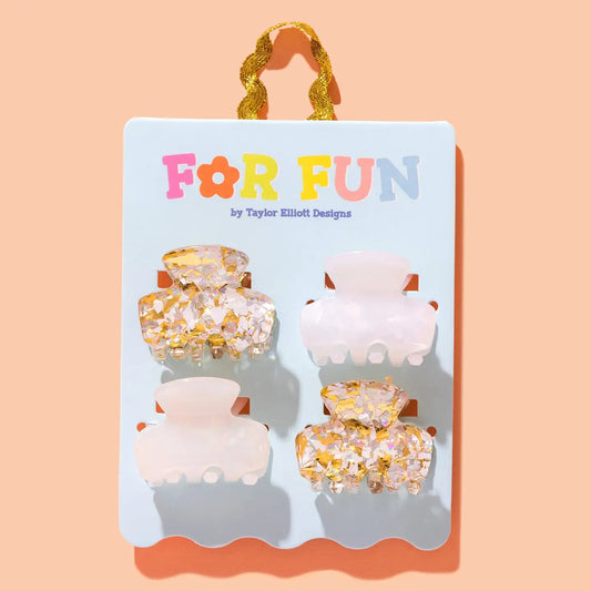 For Fun - Claw Hair Clip Set - Mini - Asst Pearl - 4 Pc Set