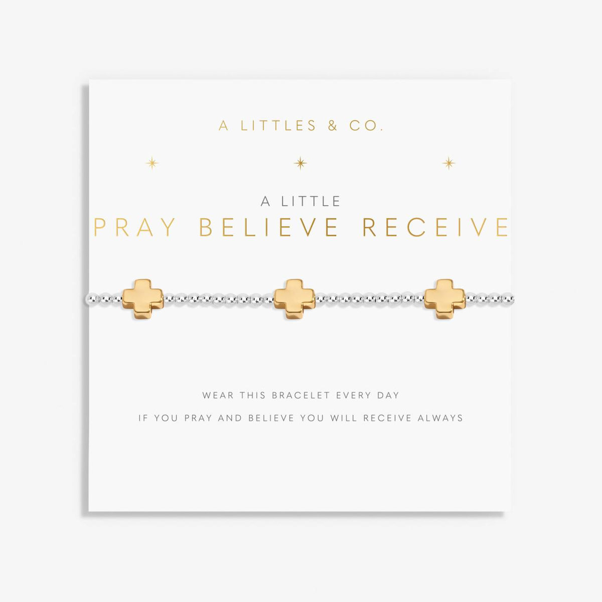 A Little 'Pray Believe Receive' Bracelet In Silver And Gold-Tone Plating