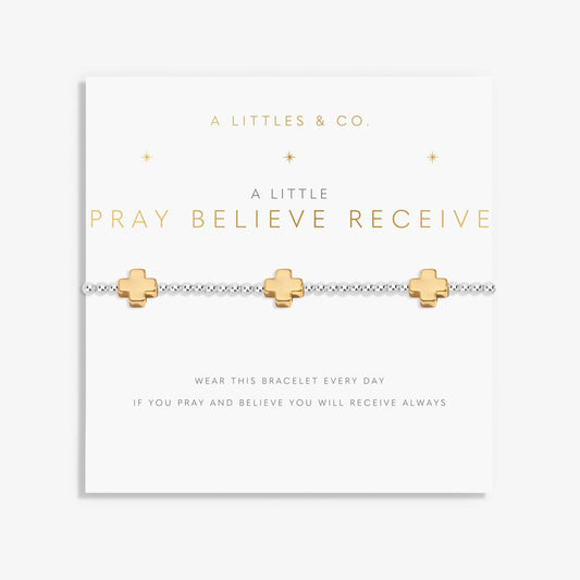A Little 'Pray Believe Receive' Bracelet In Silver And Gold-Tone Plating