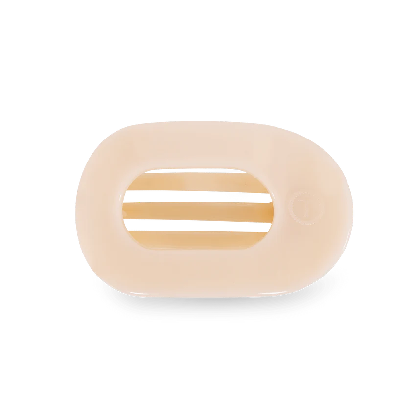 Almond Beige Flat Round Clip | Small