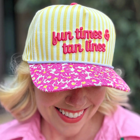Cap - "Fun Times & Tan Lines" - Yellow