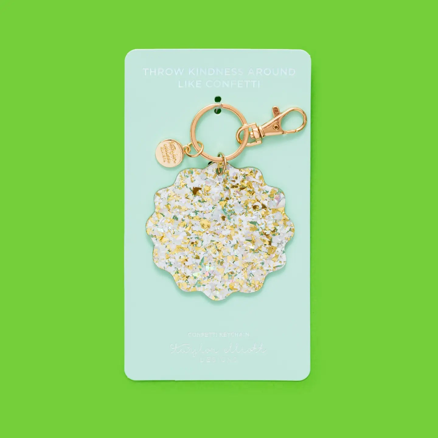 Keychain - Waves - Pearl + Gold Confetti