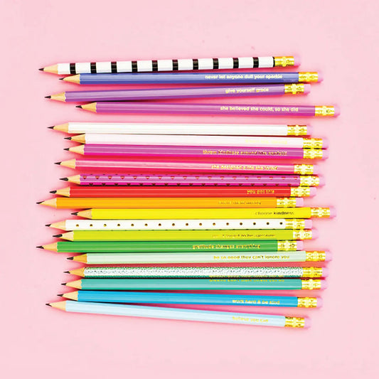 Pencil Set - Motivational - Asst Colors - 22 Piece Set