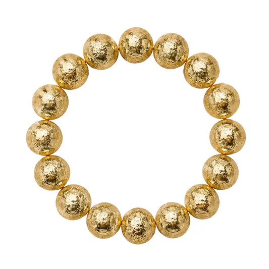18K Gold Brushed Large Round Bracelet