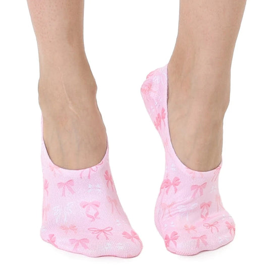 No-Show Liner Socks - Ribbon Bows - Pink