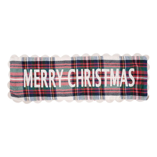 Merry Christmas Plaid Lumbar Pillow