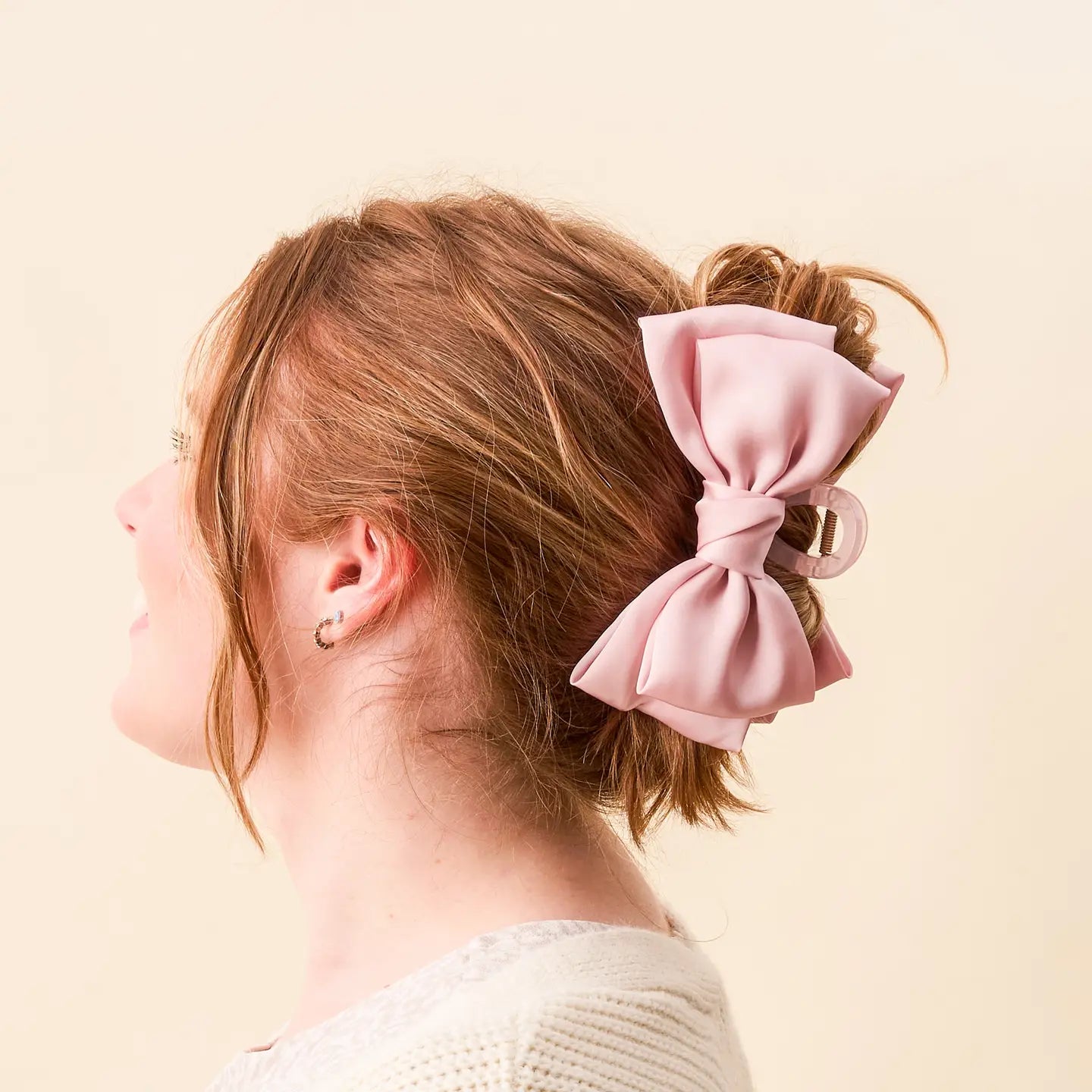 Satin Bow Claw Clip | Blush