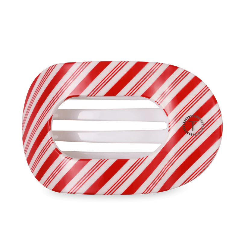 Candy Cane Crush Large Flat Round Hair Clip