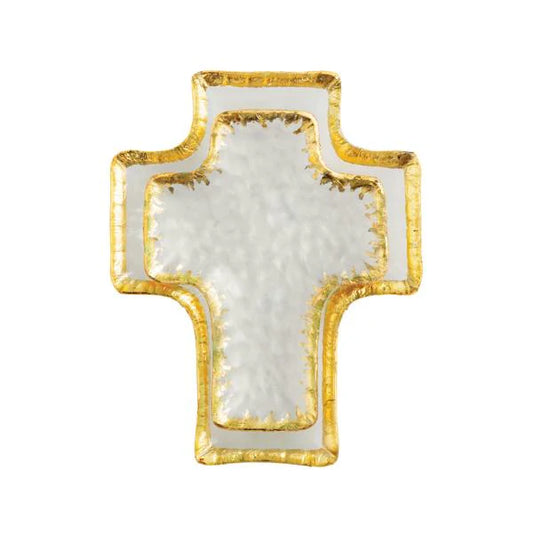 Glass Cross Tidbit Tray | Set of 2
