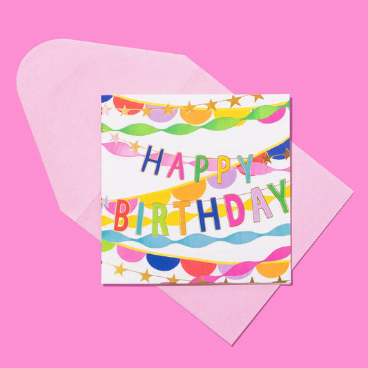 Gift Enclosure Card - "Happy Birthday" - Streamers