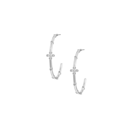 Legacy Cross Hoop Earrings in Silver