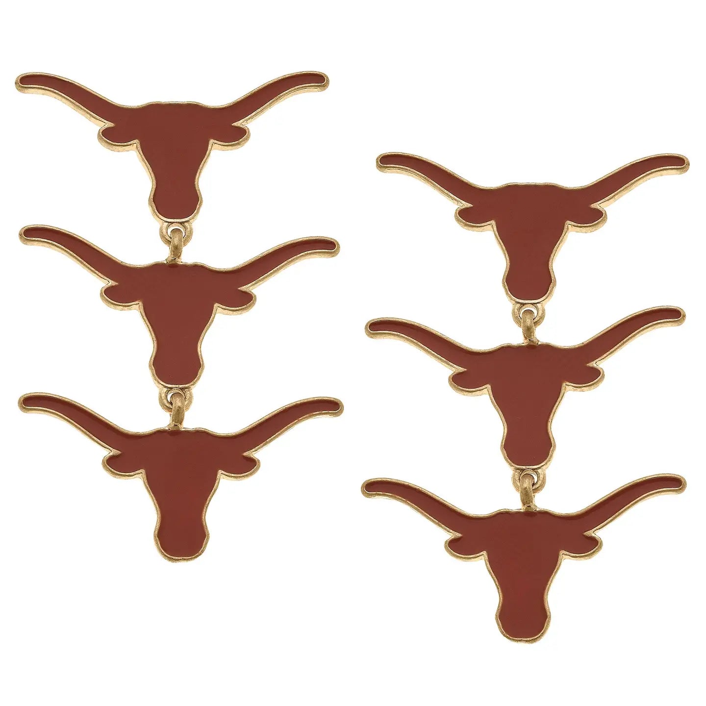 Texas Longhorns Triple Drop Enamel Earrings in Burnt Orange