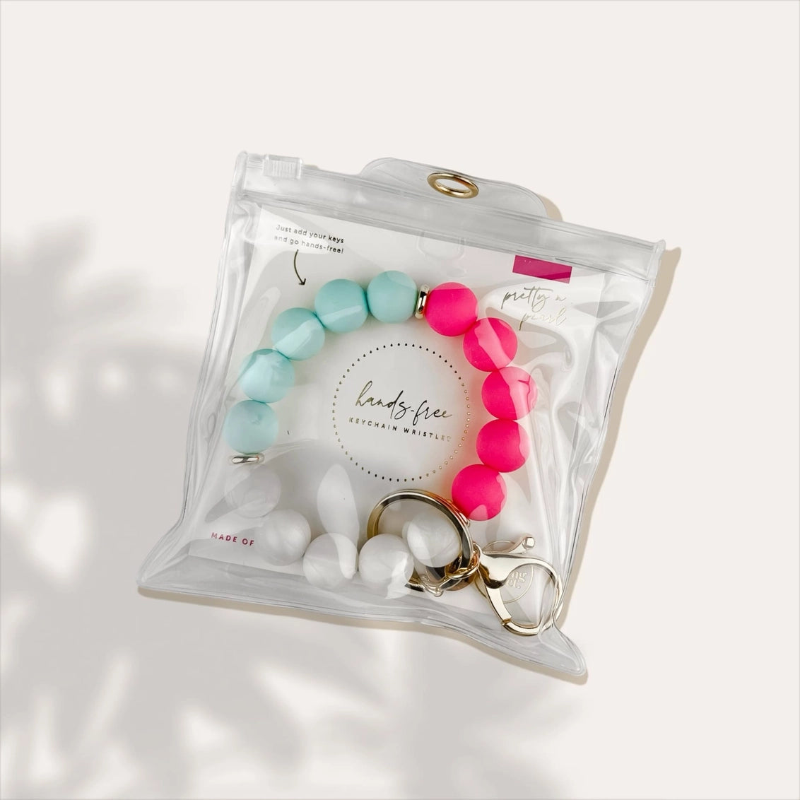 Hands-Free Silicone Beaded Keychain Wristlet | Pretty in Pearl