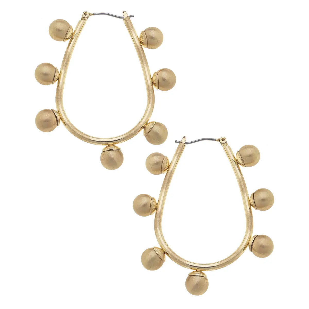 Allison Studded Metal Teardrop Hoop Earrings | Gold