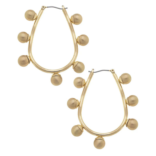 Allison Studded Metal Teardrop Hoop Earrings | Gold